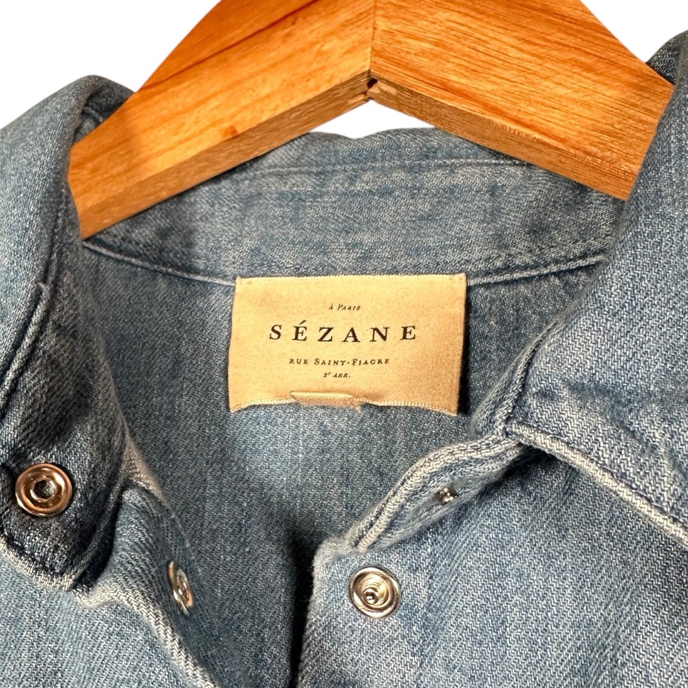 SÉZANE Max Denim Long Sleeve Button Down Shirt - Picture 11 of 15